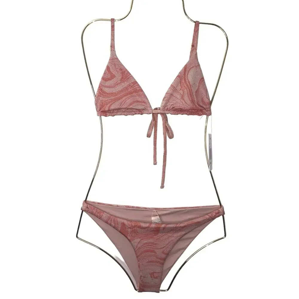 L*Space Bikini Brittany Top Camacho Bottom Metallic Tie Die Swirl Large